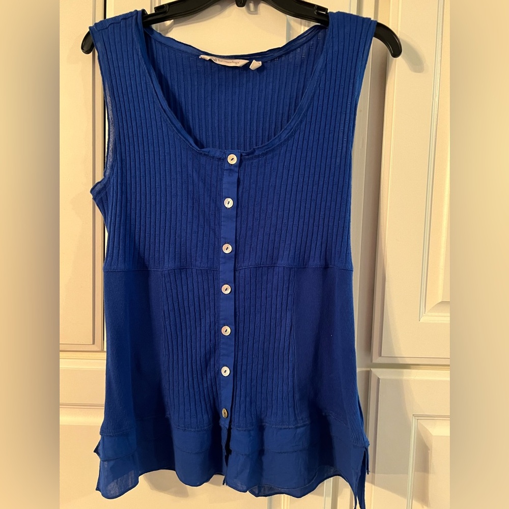 Women’s soft surrounding small sleeveless button top blue purple